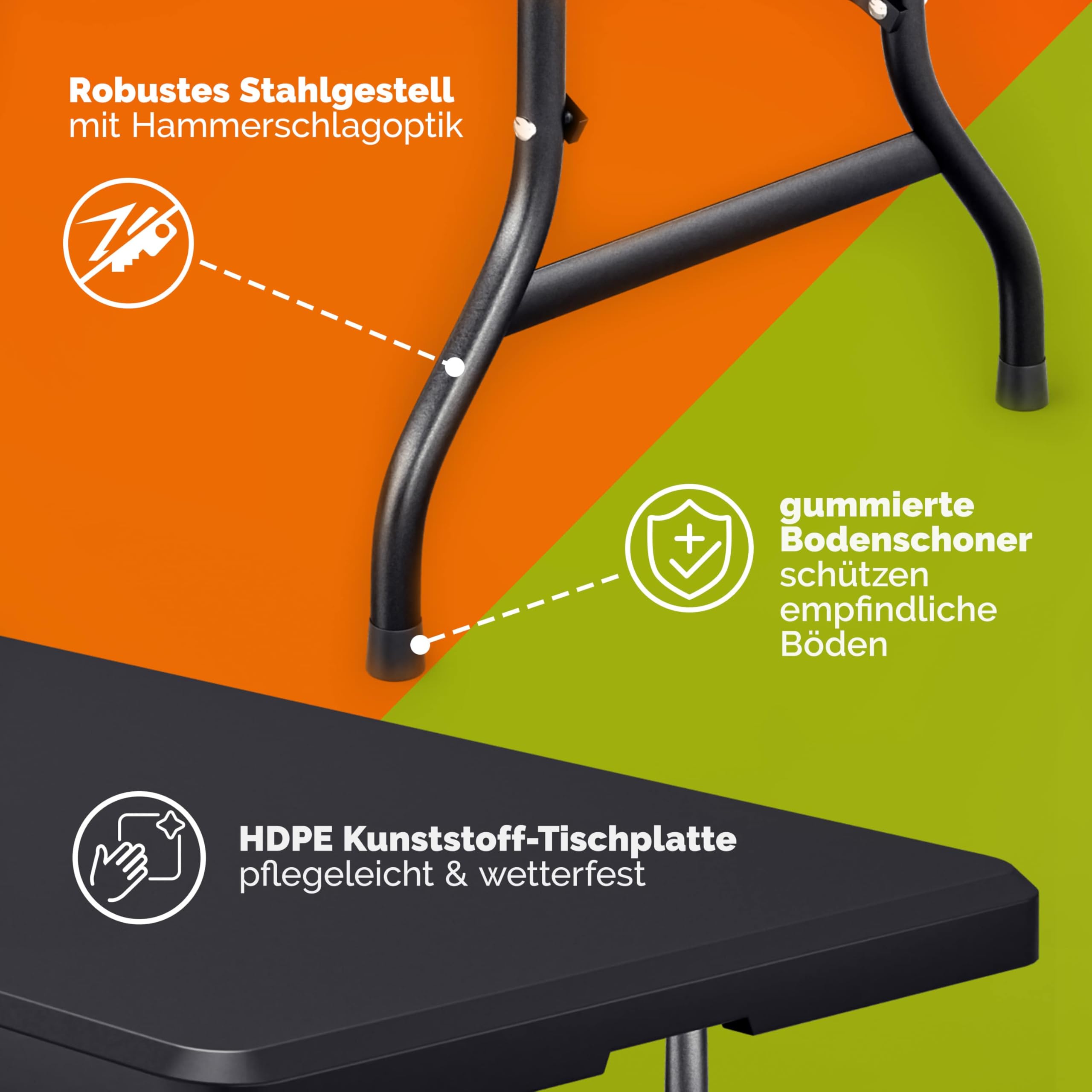 Casaria® Gartentisch 183x76cm Klappbar Wetterfest Tragbar Kunststoff 8 Personen Garten Terrasse Camping Balkontisch Klapptisch Buffettisch Anthrazit