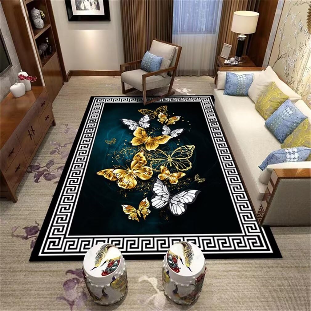 Tapis chambre fille ado lavable grand tapis carré noir et jaune