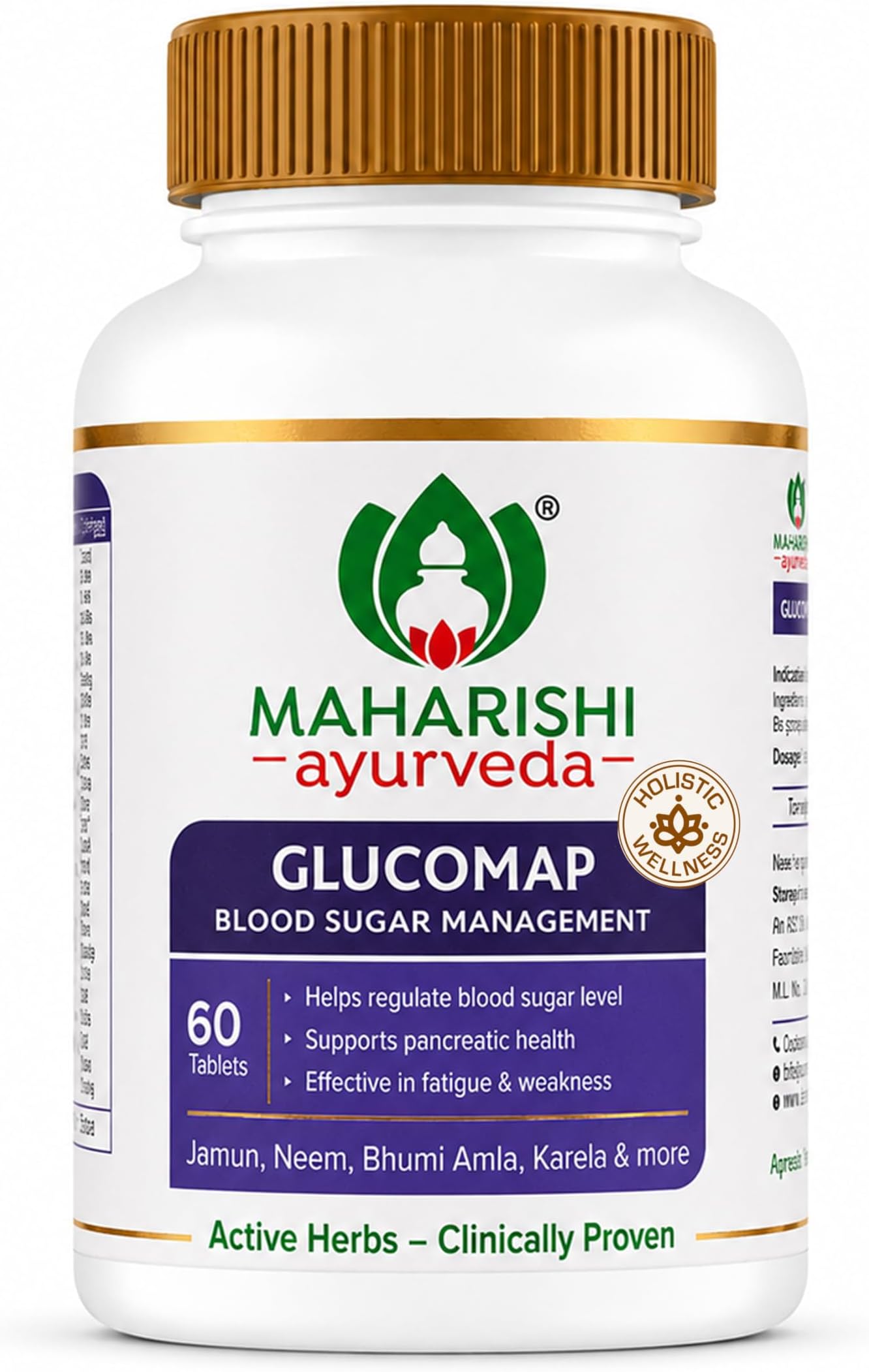 Maharishi Ayurveda Glucomap For Blood Sugar Management With Jamun,Karela,Neem,Arjuna Help Control Blood Sugar Levels Natural Glucose Regulator Helps In Blood Sugar Metabolism 60 Tablets Pack Of 1