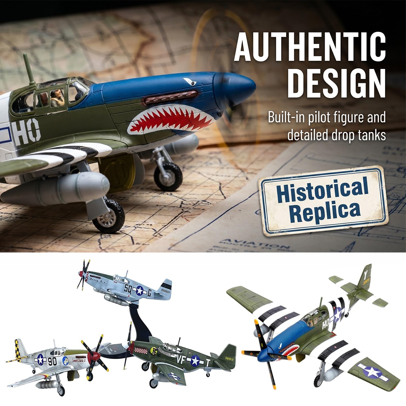 Espositore for modello militare in metallo P-51B in scala 1/72 for l'aviazione da collezione for adulti