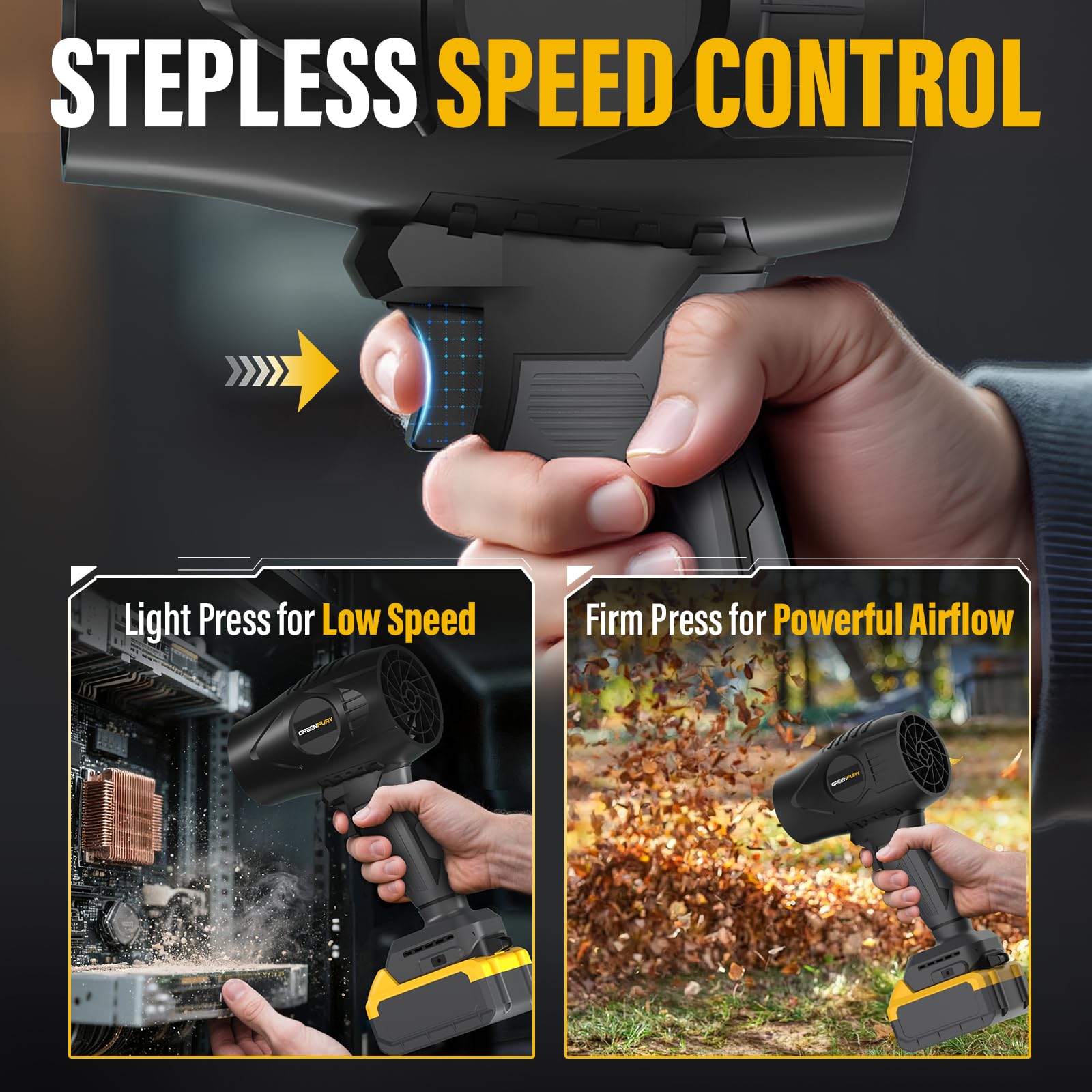 Soffiatore per foglie senza fili compatibile con batteria Dewalt 20V Max (solo strumento) | Soffiatore portatile leggero da 430 CFM e 125 MPH, ideale per detriti da patio, foglie e pulizia della neve
