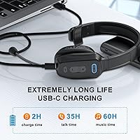 Vista 3 de Auriculares Bluetooth, 60 horas con cancelación de ruido V5.2 sobre la cabeza, auriculares inalámbricos de un solo oído con micrófono, botón