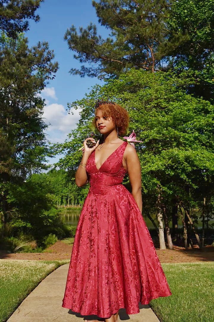 V Neck Tea Length Prom Dress for Women Satin Evening Party Gown A Line Cocktail Dress - Image 2