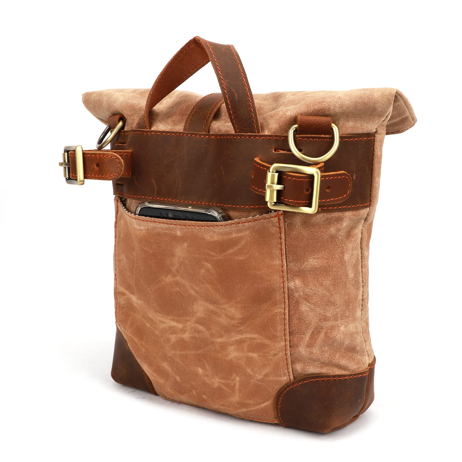 Tourbon T-TB1250CA - Borsa da sella per bicicletta, in tela cerata, 27 x 7 x 24,5 cm, colore: Marrone