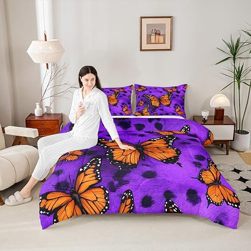 Miniatura 9 de Erosebridal Edredón de guepardo, ropa de cama con estampado de leopardo, color gris plateado, degradado, juego de edredón y juegos de edredón de