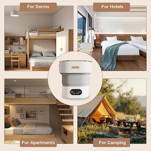Miniatura 5 de Lavadora portátil, mini lavadora plegable de 15 litros con 3 modos de limpieza para ropa de bebé, ropa interior, pequeña lavandería plegable para