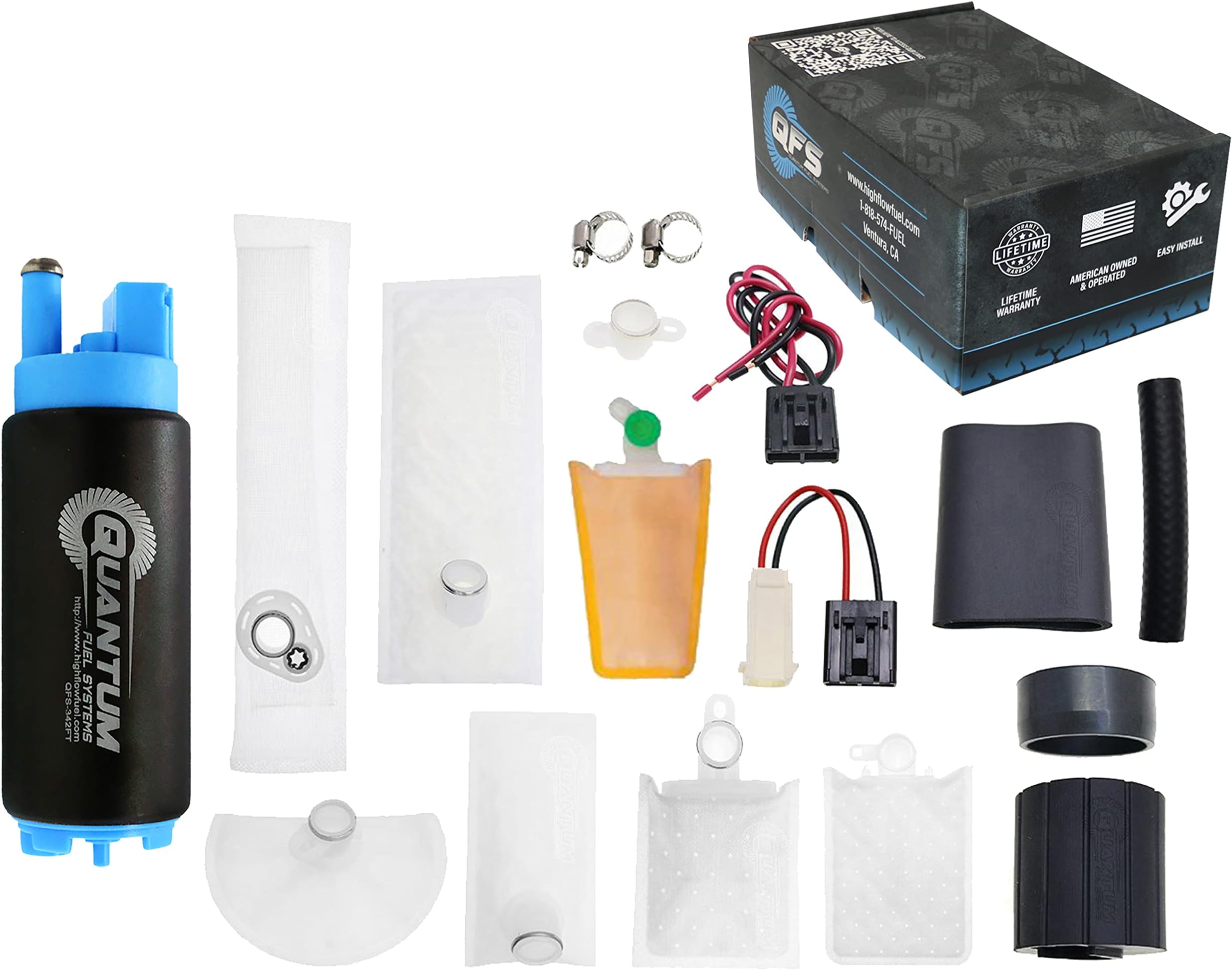 QFS 340LPH High-Performance Universal In-Tank Fuel Pump Kit, Supports 600+HP