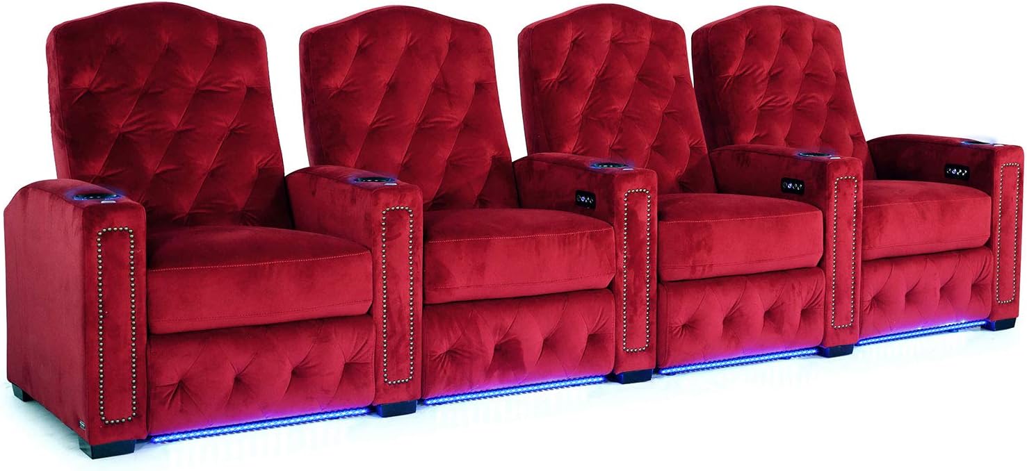 Octane Regal XL250 Power Recline Sangria Microfiber Home Theater Seating (Row of 4)