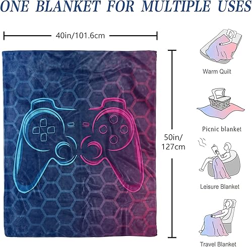 Miniatura 4 de Manta para jugadores, regalo de cumpleaños de videojuegos para niños y adolescentes, 40 x 50 pulgadas, manta de franela de jugadores de videojuegos