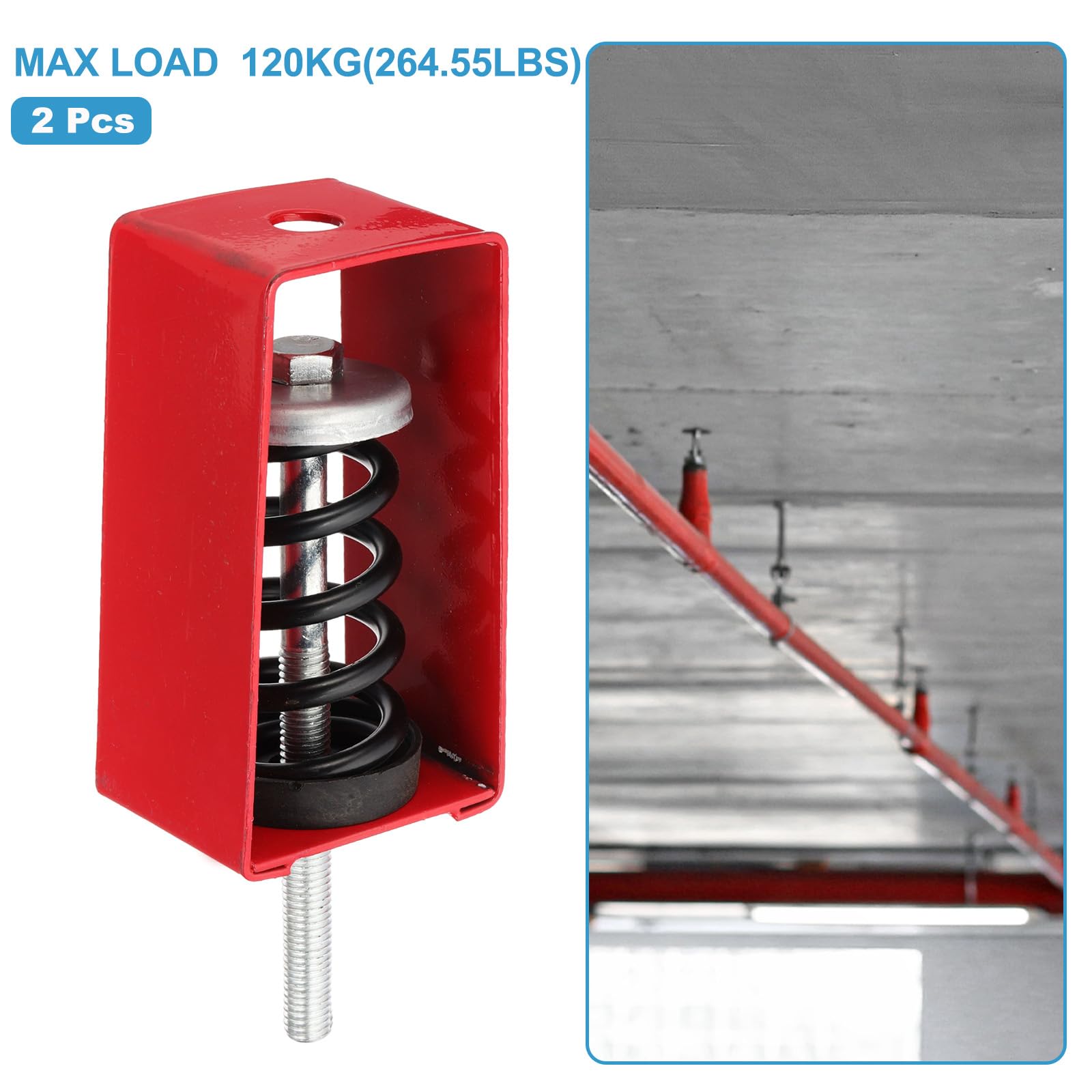 PATIKIL Supporti A Molla Per Isolamento Vibrazioni Da Soffitto, 2 Pezzi 265lbs Supporti Antivibrazione Meccanici Per A/C Processore Aria Camera Da Letto Teatro Studio, (XHS) Rosso
