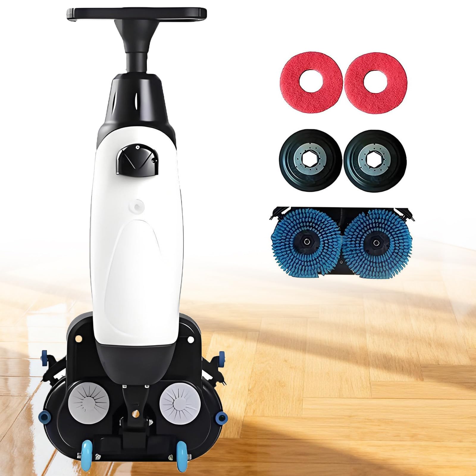 Lavapavimenti elettrico professionale con operatore a bordo, lucidatrice per piastrelle, rotazione a 360°, larghezza 43 cm, mini portatile professionale, per piastrelle, bianco - 15A