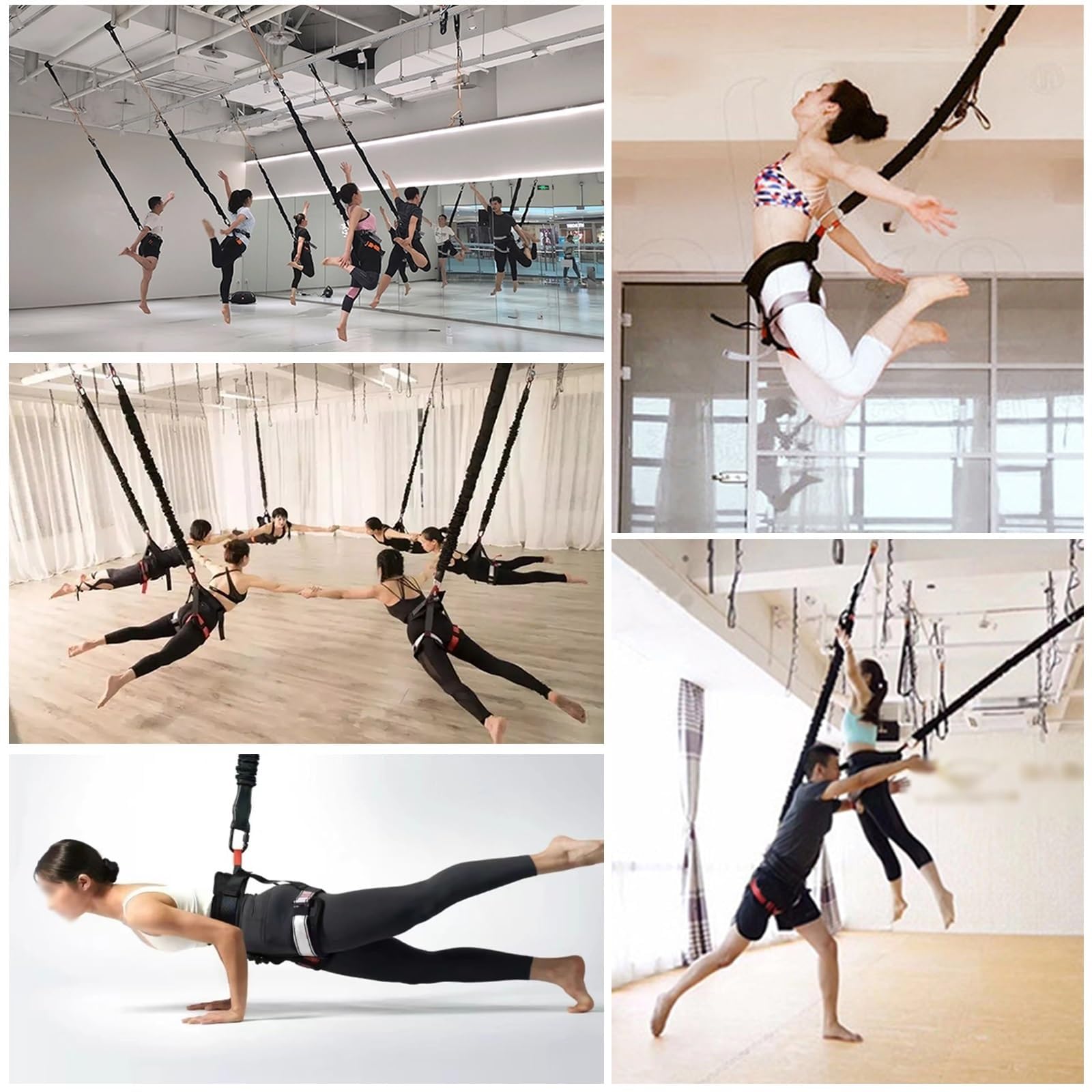 Conjunto de Bandas de Resistencia para Danza aérea con Bungee, Kit de Equipo de Fitness aéreo con rotación de 360°, Herramienta de Entrenamiento elástico para Yoga aéreo, para Gimnasio