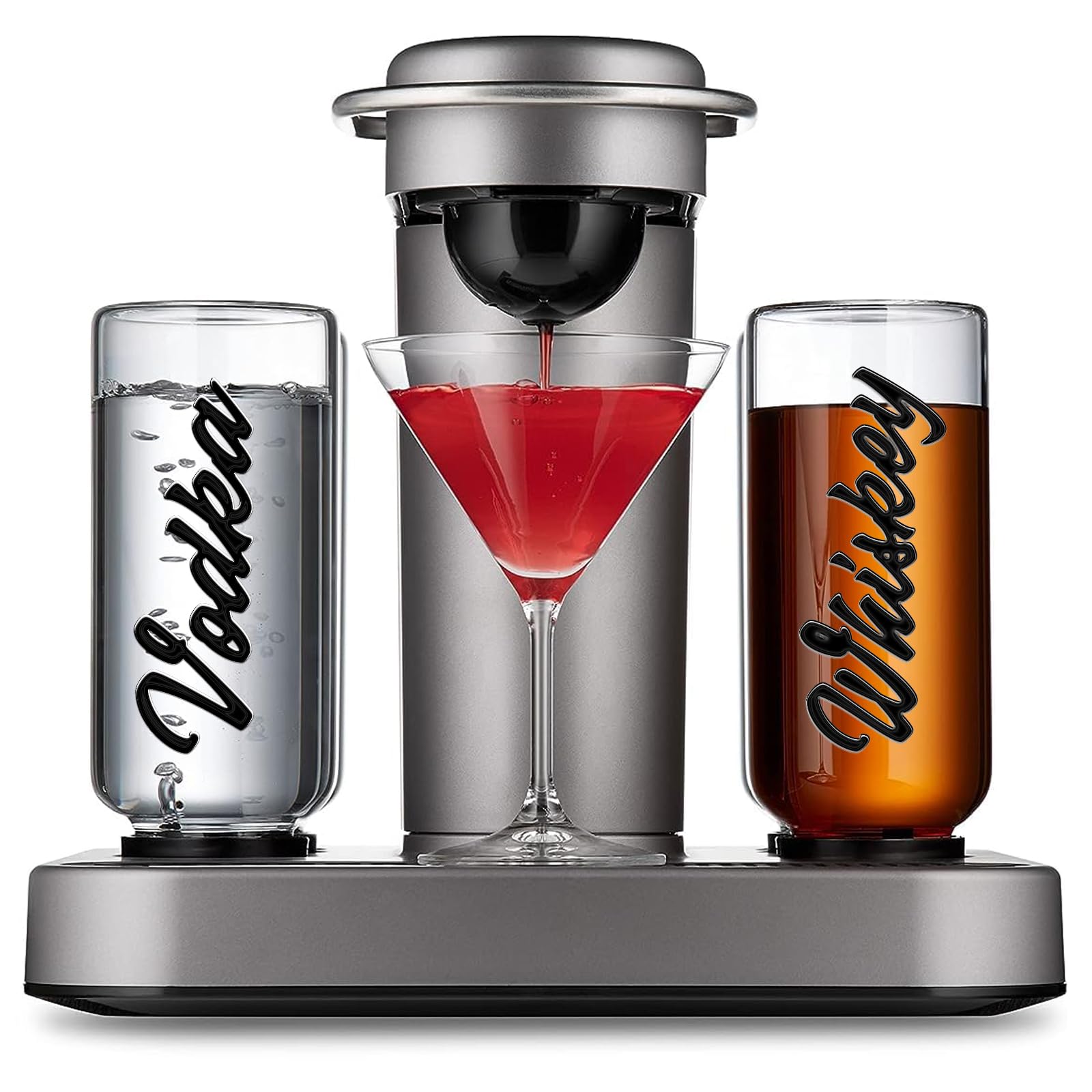 Bottle Labels for Bartesian Cocktail Machine, 3D UV Stickers for Bartesian Bottle Set of 2, Handwritten Font Stickers Made from UV Printing, Black for Side