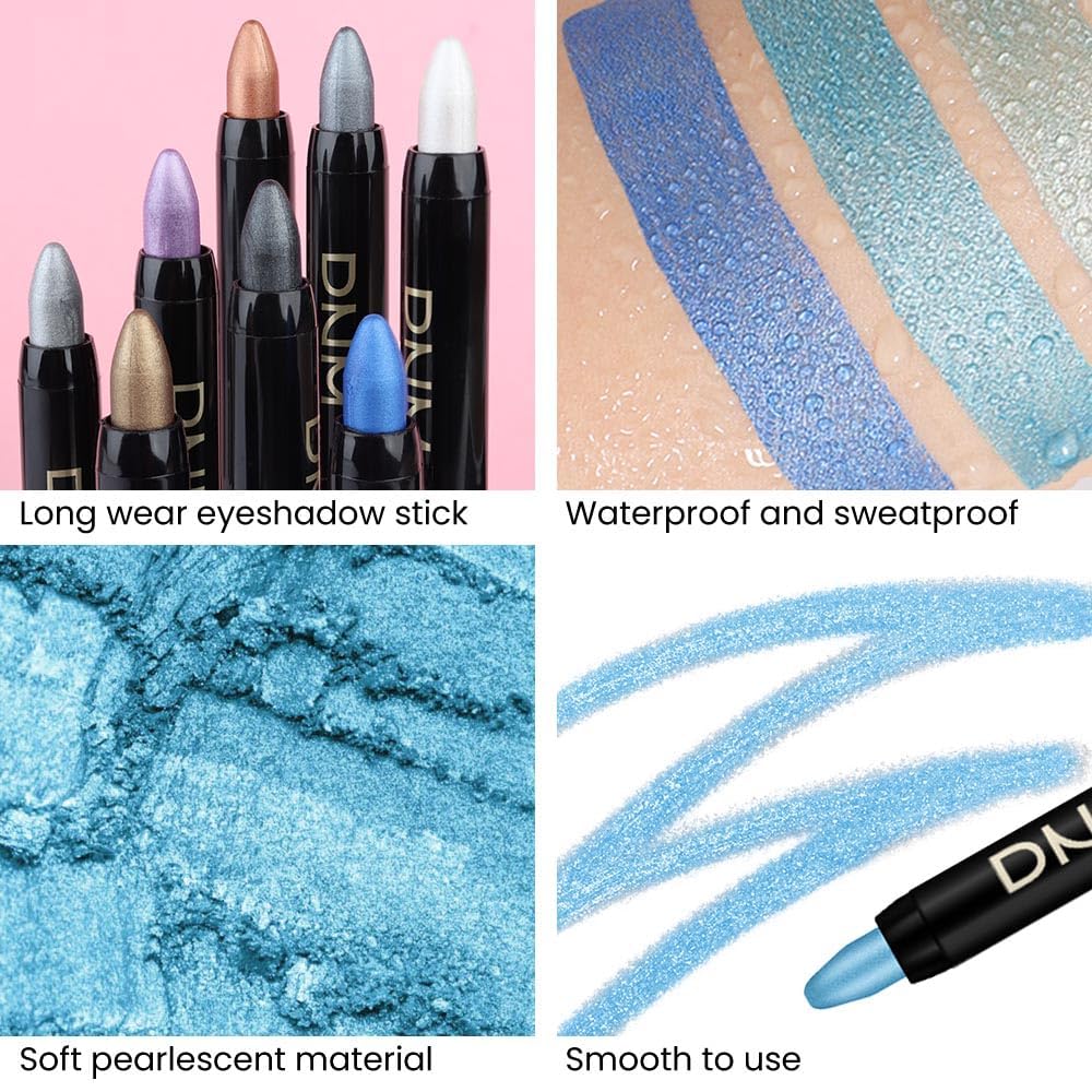 evpct 2Pcs Creme Lidschatten Stifte Set für Augen Schimmer Augen Buntstift Schattenaufheller Stick Bleistift Bulk (11# Schillerndes Blau & 13# Königsblau, 2er-Pack)