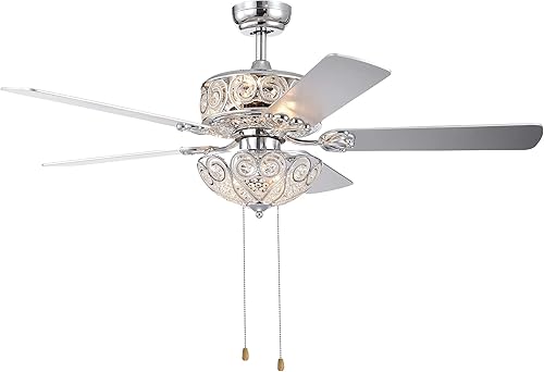 Warehouse of Tiffany Catalina - Ventilador de techo cromado de 5 aspas y 52 pulgadas
