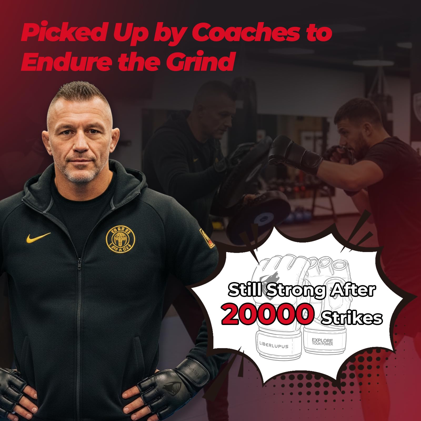 LIBERLUPUS MMA Gloves for Men & Women – Hybrid & Open Palm Designs for Sparring, Training, Kickboxing, Muay Thai, and Grappling – Knuckle Protection & Wrist Support for Flexibility and Control