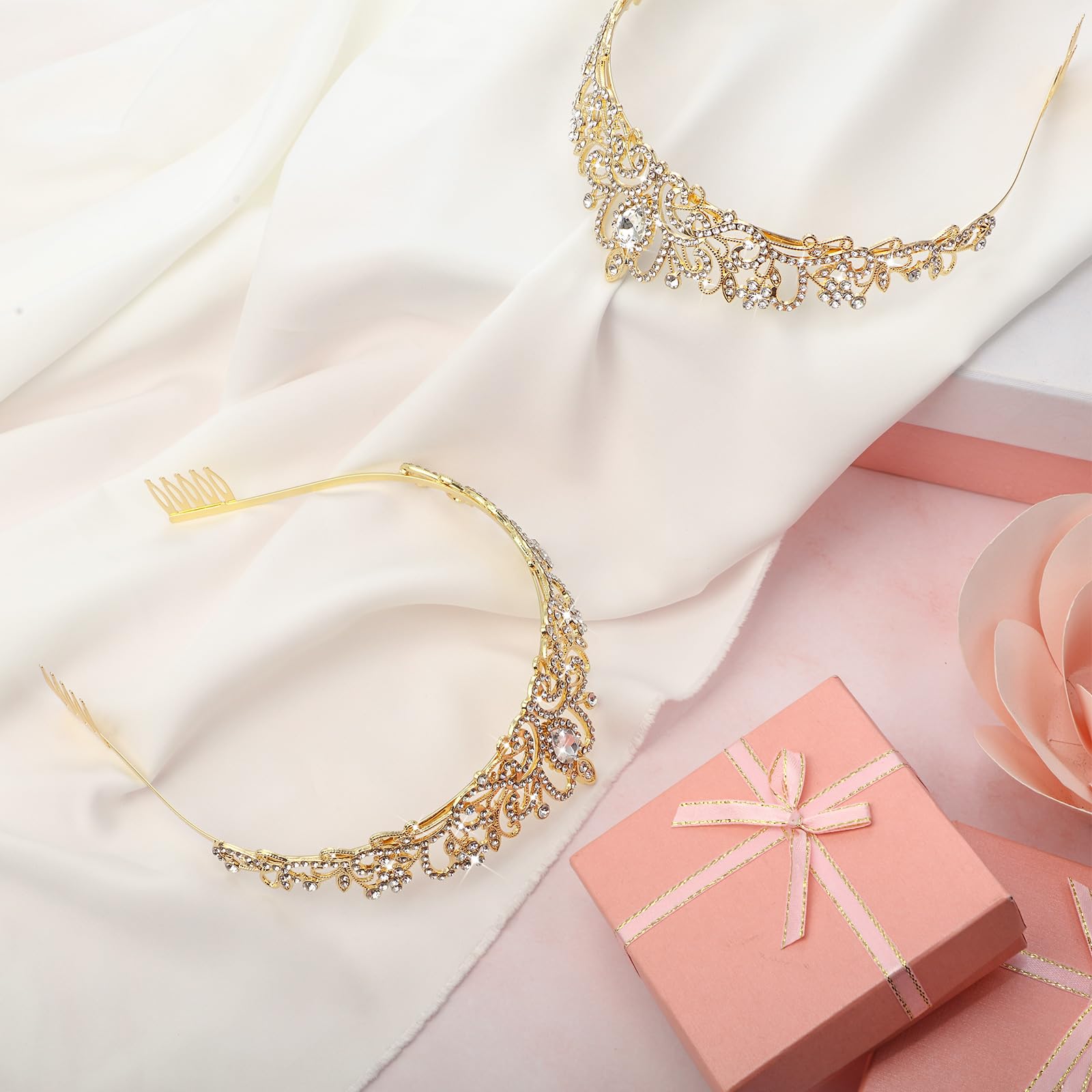 20-Piece Rhinestone Tiara Set with Combs for Parties & Weddings Amazon.com: Tigeen 20 Pcs Crystal Tiara Crowns Princess  main image 4