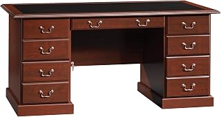 Sauder Heritage Hill Executive Desk, Classic Cherry - Lockable File Drawers, Scratch-Resistant Top for Home Office