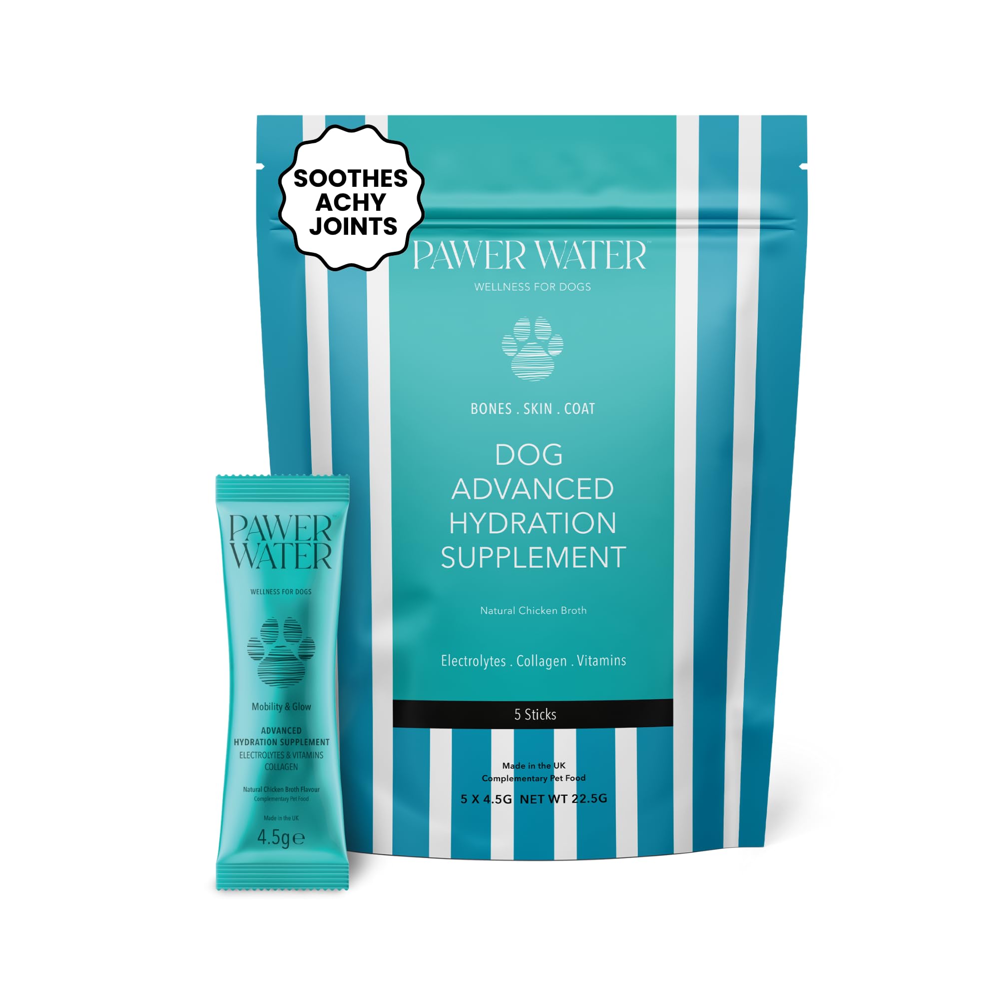 JOINT SUPPORT & HYDRATION SUPPLEMENT FOR DOGS — Advanced Soluble Powder With Collagen, Hyaluronic Acid, Biotin, Electrolytes w/Vitamins C & E — for All Breeds, 2 to 4 Weeks Supply