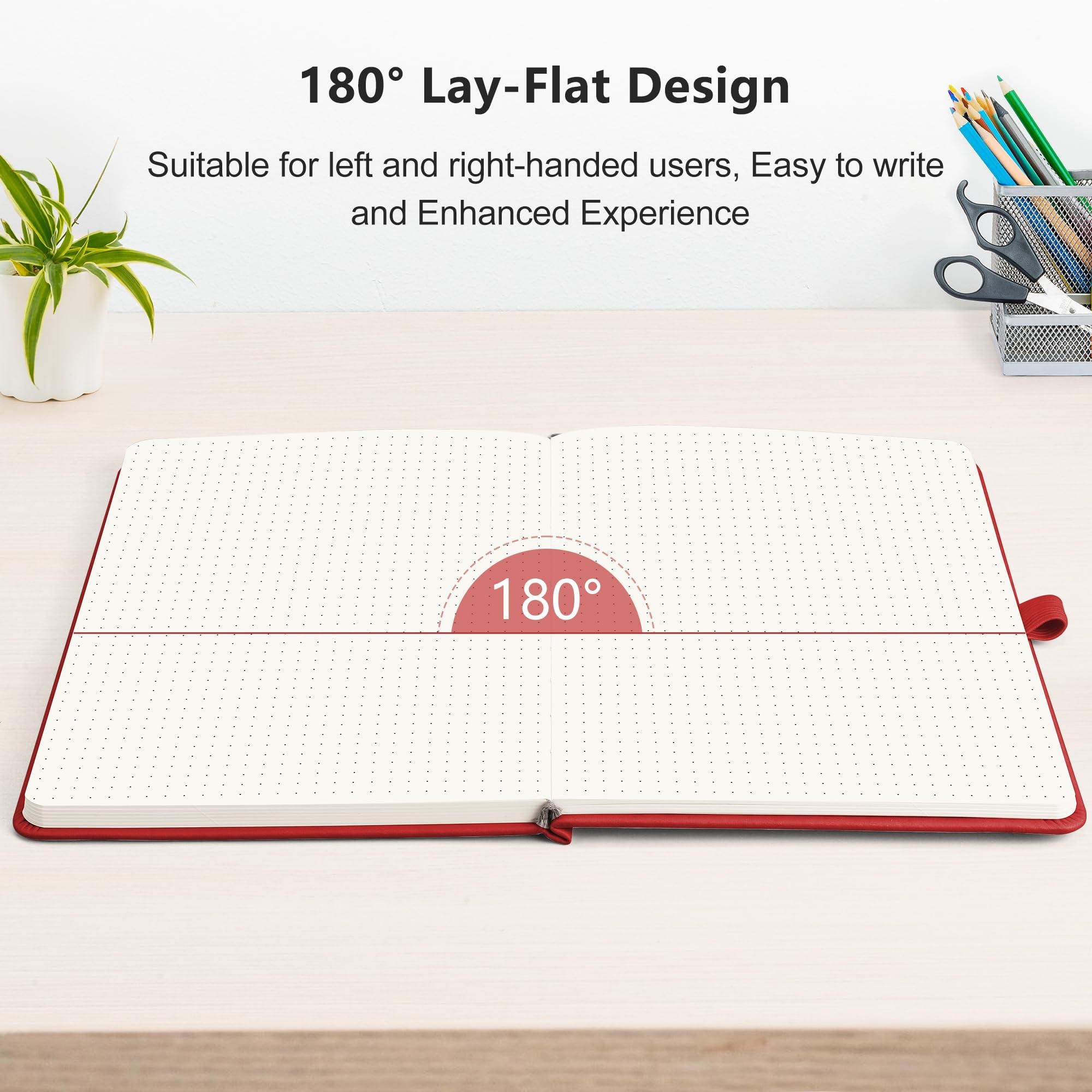 RETTACY Gepunktetes Tagebuch, 160 nummerierte Seiten pro Packung, 14 x 21 cm | Hardcover, Leder, 120 g/m² dickes Papier, für Journaling, Planung, Tracking (Schwarz und Rot), 2 Stück