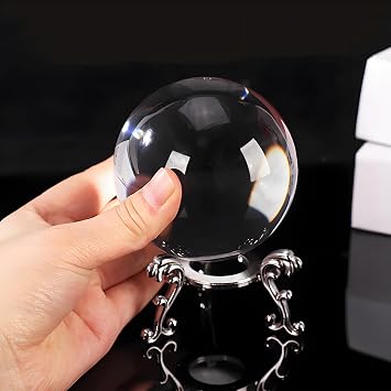 2 Pack Crystal Ball Set, 3D Laser Engraved Solar System & Clear Glass Sphere with Silver Metal Stand, Decorative Ornaments for Home Office Tabletop