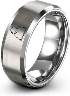 Gift for Fashionista - Purse Ring - Band - Men Women - Anniversary Wedding - Yellow Rose Gold Silver - Tungsten Carbide - Brushed Polished - Personalized Custom Engraving - Flat Dome Bevel - 8mm