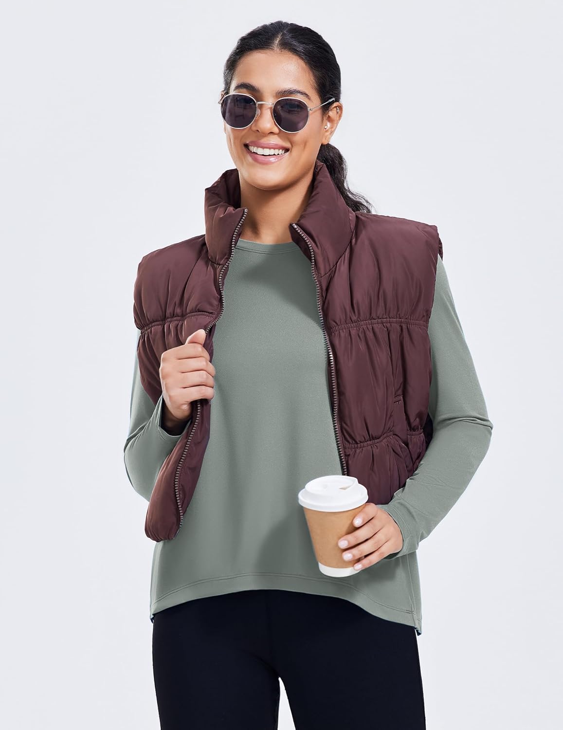 PINSPARK Workout Tops for Women Long Sleeve Athletic Shirt Soft Loose Fit Exercise Shirt with Back Pleated Pilates Yoga Tops - Image 6