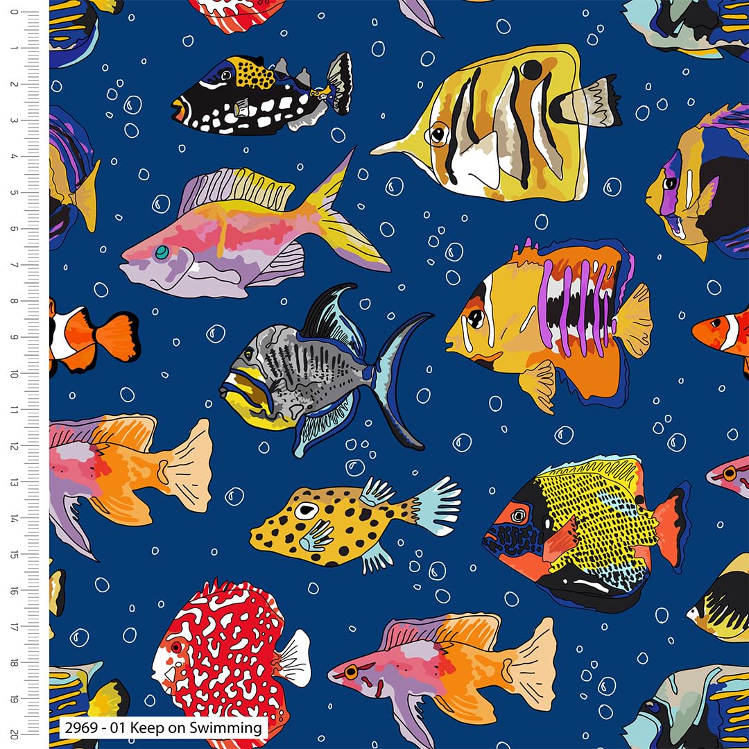 Make + Believe Fabrics 100% Cotton 110cm Wide Sea in Colour The Crafty Lass Organic Cotton Prints