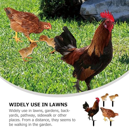 Miniatura 7 de Decoración al aire libre, 4 unidades, enchufe de tierra de gallina, letreros para exteriores, decoración de gallo, decoración de pollo, adornos de