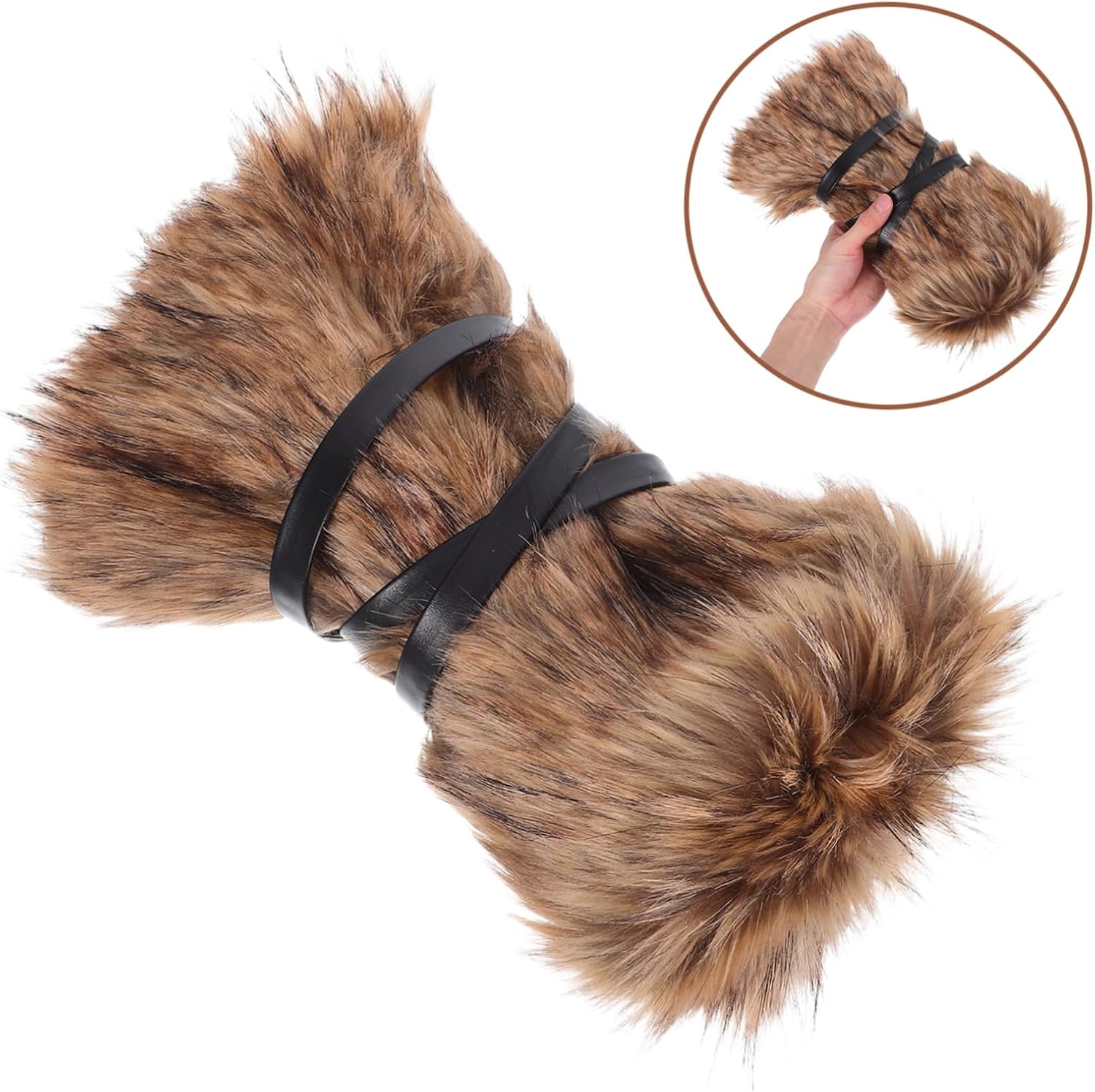 Ipetboom 2 Pairs Viking Faux Fur Leg Warmers for Halloween Cosplay Adjustable Fuzzy Leg Wraps of Soft Costume Accessories for and Women Stylish Holiday Outfit