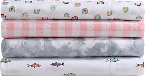 Miniatura 8 de Eddie Bauer Sábanas Queen para niños, ropa de cama resistente a las manchas, ideal para juego de ropa de cama para niños pequeños (rosa a cuadros,