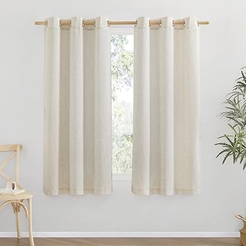 15% off: NICETOWN Thick Linen Blend Curtains Flax Textured for Bedroom, Rustic Grommet Semi Sheer Privacy Added …