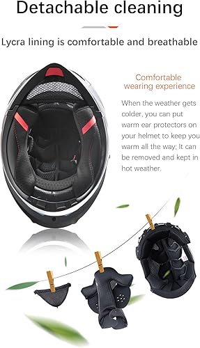 Miniatura 8 de Casco de motocicleta con visera completa, casco de cara completa con visera doble para hombres, mujeres y adultos con protector solar ahumado,