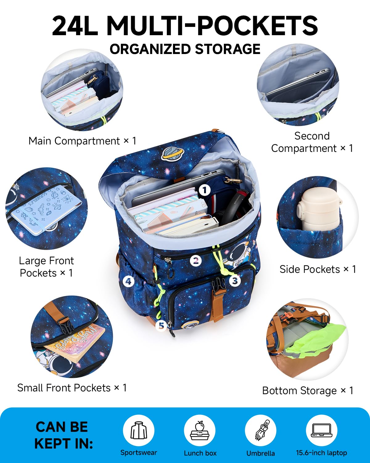 Amythe Ergo Schulrucksack Jungen ab 1. Klasse für Schul, Outdoor | Ergonomischer Schulranzen Rucksack Kinder 6-12 Jahre mit Brustgurt, Regenschutz, Reflektoren, Lendenwirbelstütze