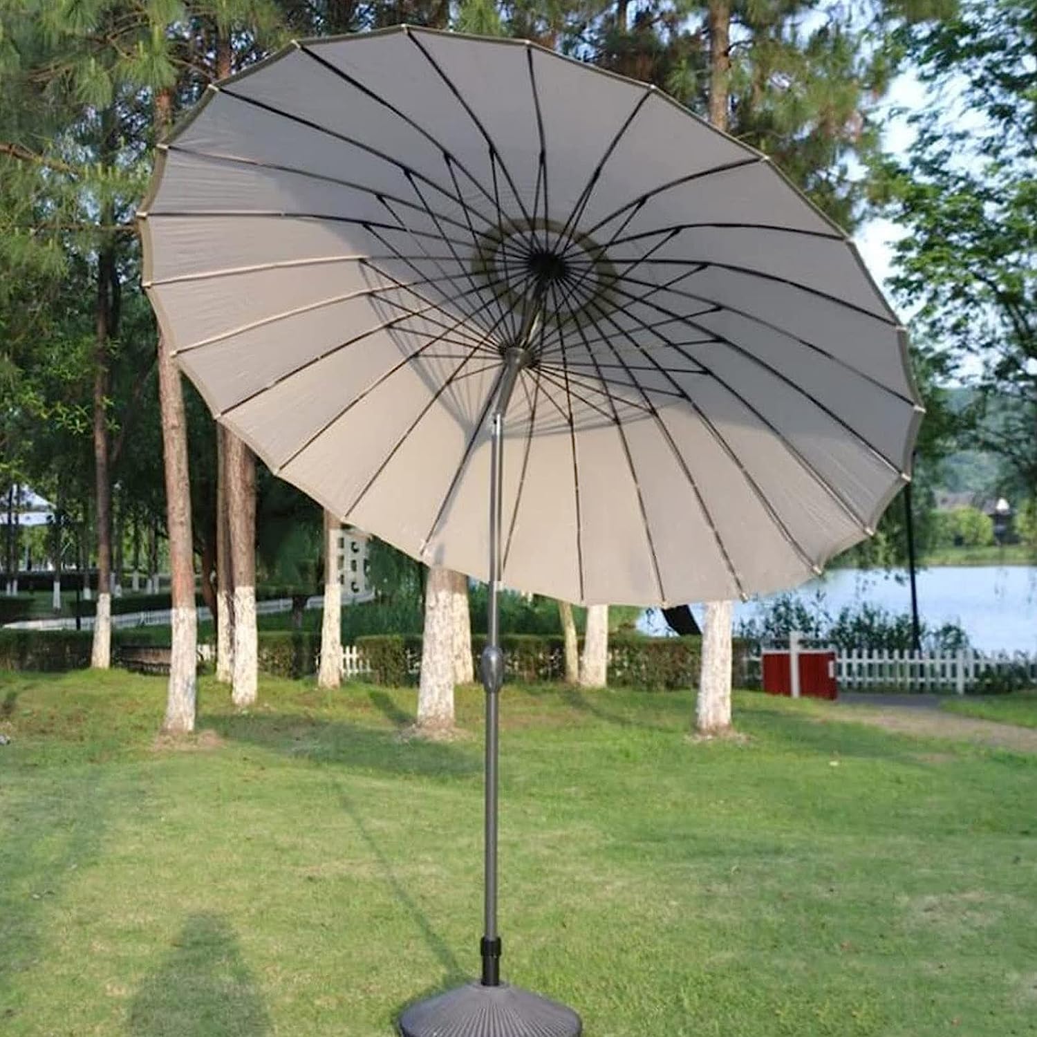 XYNSNDB Parasol Parasol ogrodowy Parasol targowy Parasol plażowy 8,8 stopy Okrągły parasol tarasowy z korbą i pochyleniem, 24 żebra Parasol zewnętrzny do ogrodu na podwórku Parasol zewnętrzny Parasol