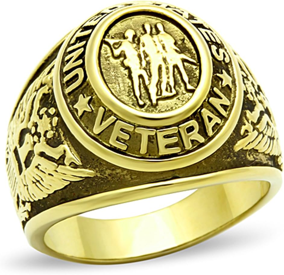 Men's USA Veterans Military Patriotic Masculine Statement Ring