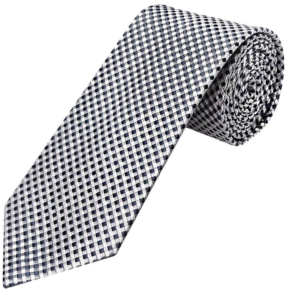 Ties R Us Men's Silver Diamond Neat Classic Tie