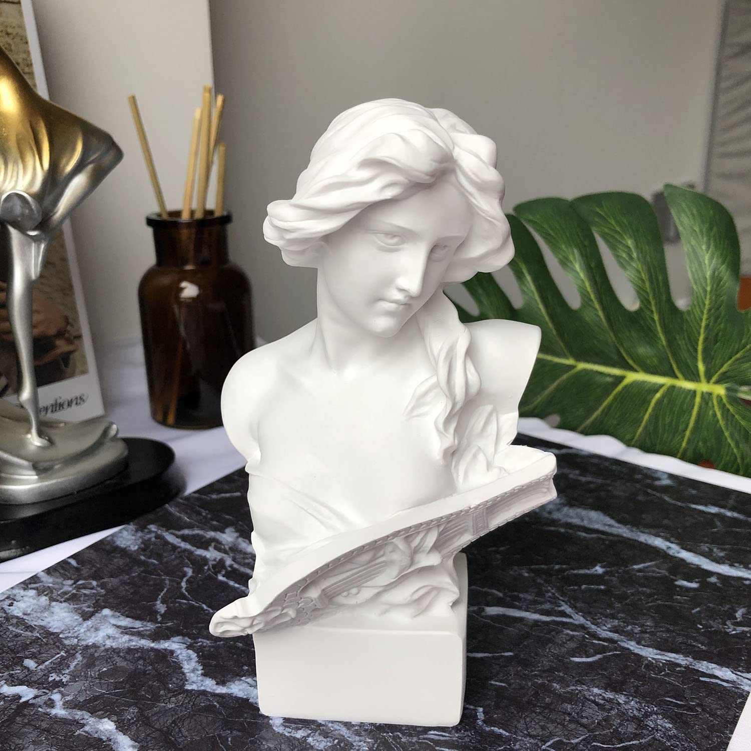 6 Inch Greek Statue Decor Artemis Bust Roman Goddess Figurine Mythology White Sculpture Home