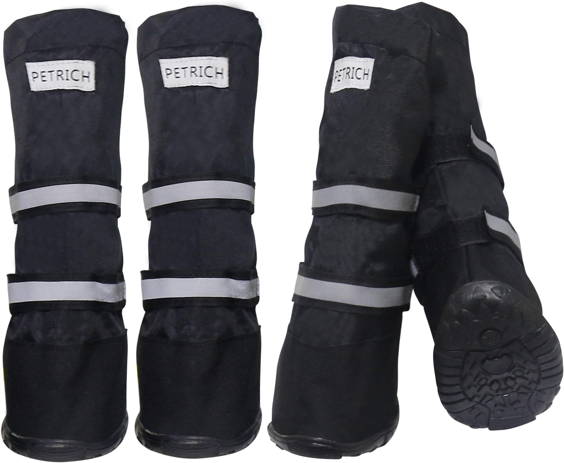 payanwinWater Resistant Dog Boots Warm Lining Dog Shoes Anti-Slip Rubber Sole for Snow Winter,Sole Pet Paw Protectors(4Pcs) (XL, Black)