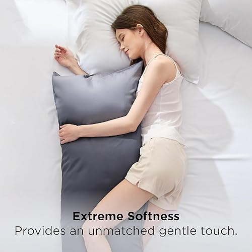 Miniatura 3 de Bedsure Body Pillow Cover, Cooling Body Pillow Pillowcase for Hot Sleepers, Rayon Derived from Bamboo Grey Pillowcase, Breathable & Soft Long Pillow