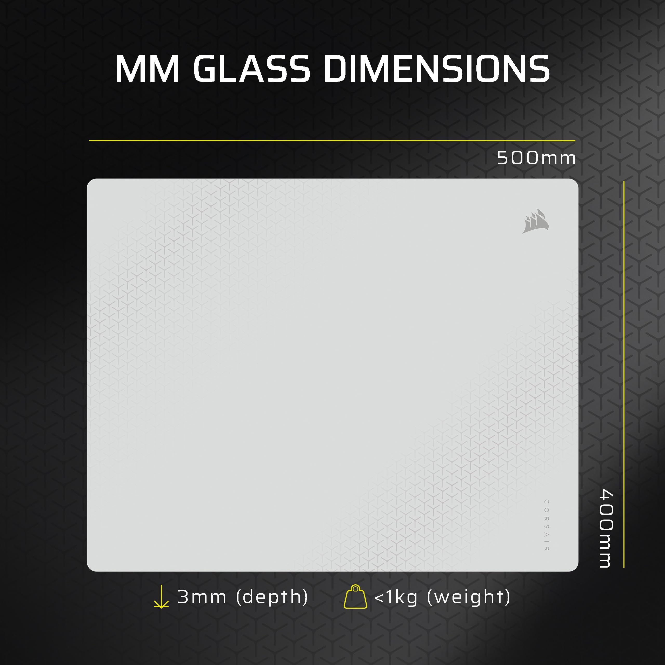 CORSAIR MM GLASS Duża precyzyjna podkładka pod mysz gamingową - antypoślizgowa podstawa z poliuretanu, krawędzie frezowane CNC, wykończenie tłumiące hałas, precyzyjne matowe wykończenie, 500 mm x 400