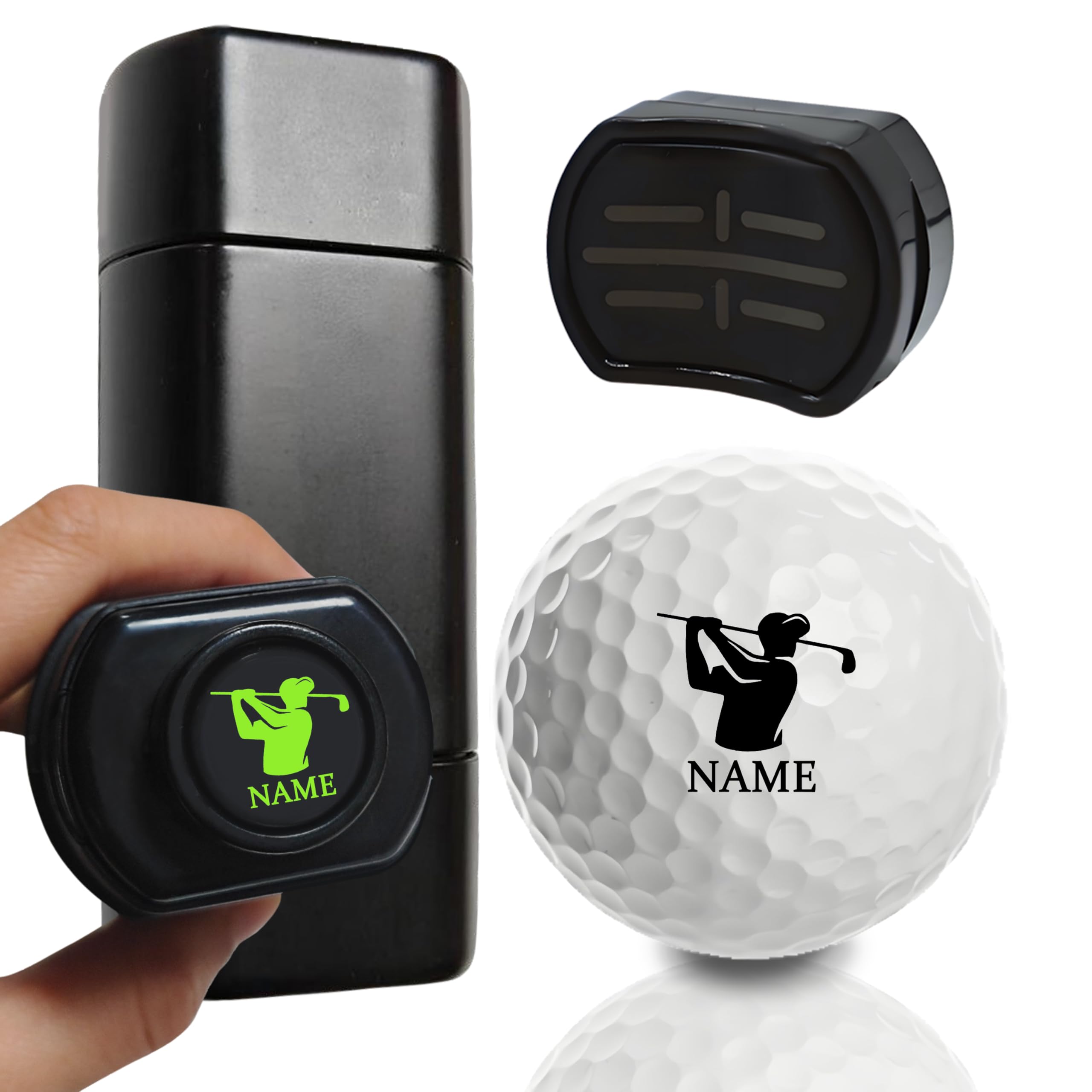 Timbro personalizzato per palline da golf, Marcatore a doppia testa per palline da golf 2 in 1, Stampino per palline da golf autoinchiostrante riutilizzabile, Francobolli da golf personalizzati