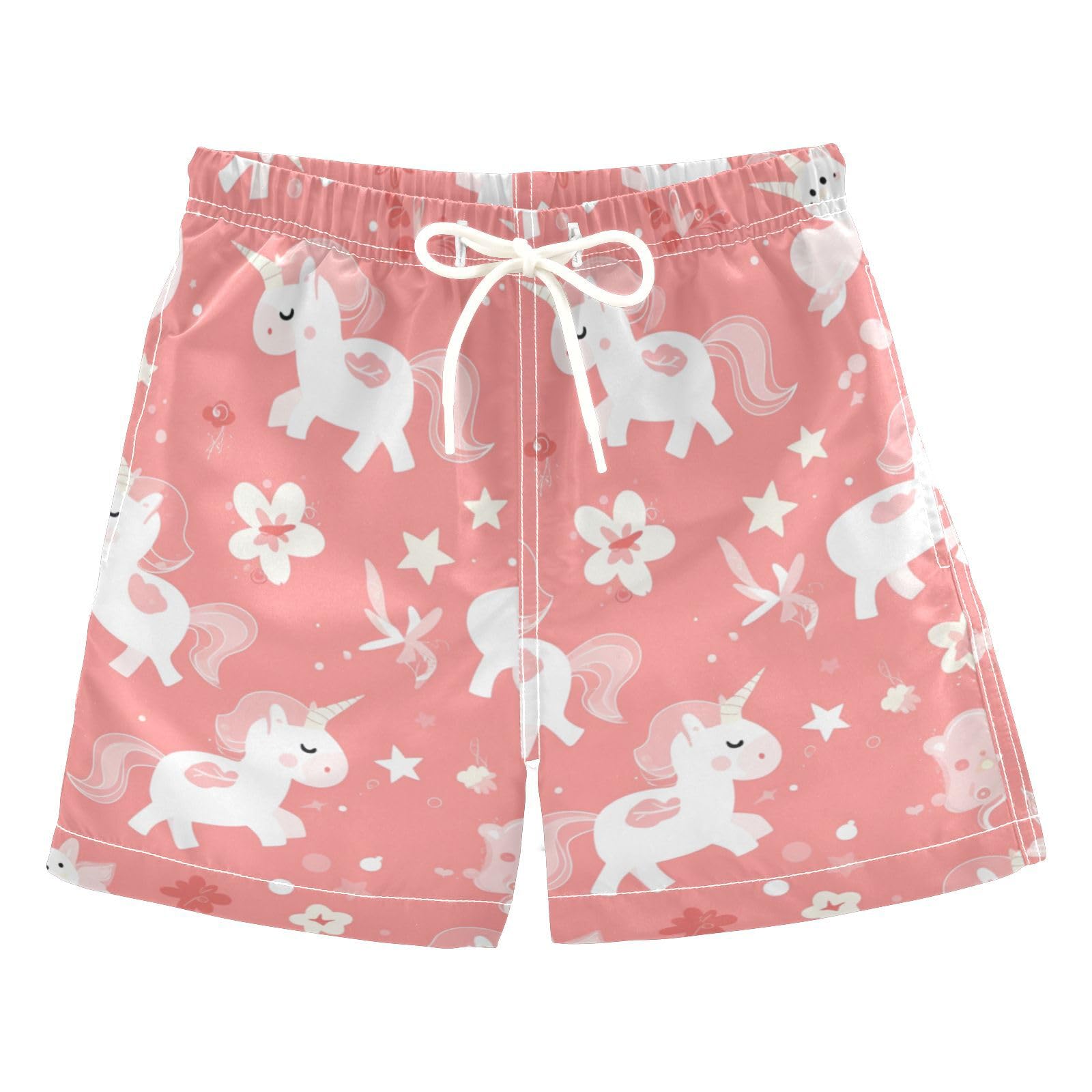 Seamless Pink Unicorns Pattern Illustration Toddler Swim Suit Youth' Presents Boys Toddler Bathing Suits Kids Swimwears Teen's Presents S 7Y