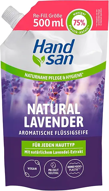 Handsan Natural Lavender Liquid Soap Refill Bag | 500ml | Vegan & pH Neutral