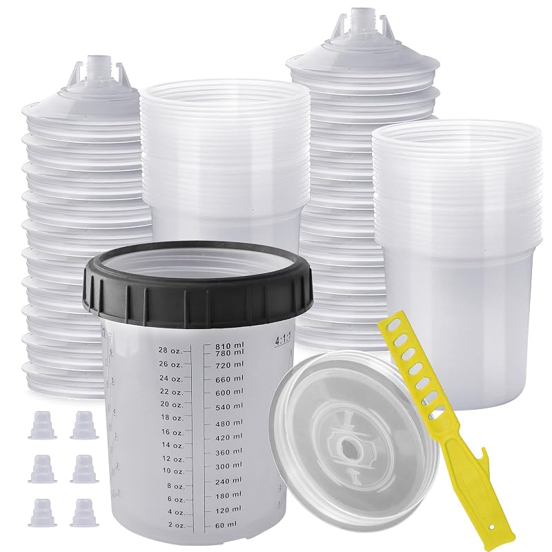Kit de copos descartáveis para pistola de pintura 800 mL com tampas, copo rígido e acessórios Colodsuhey, 30 unidades