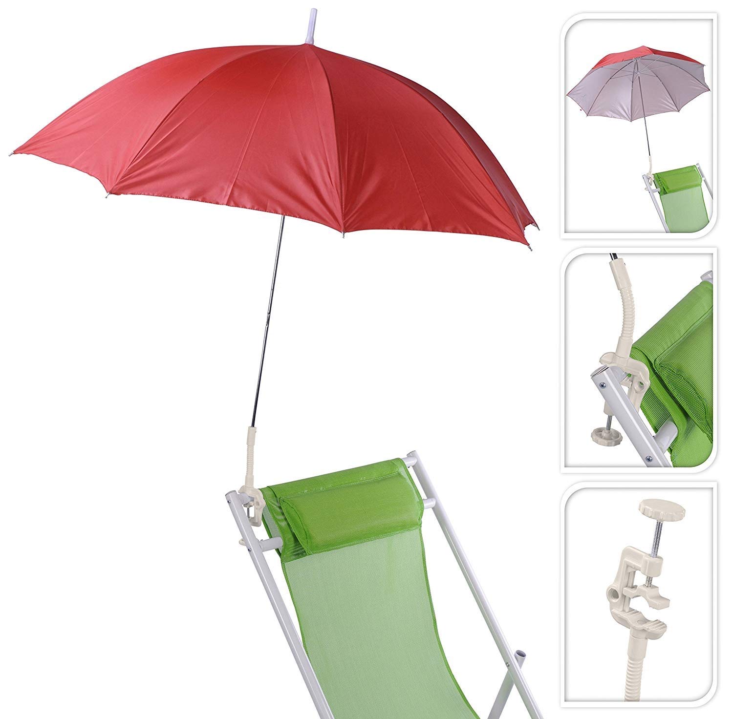 Meinposten Sonnenschirm für Kinderwagen Ø 100 cm UV Schutz 50+ Buggy Schirm für liegen (Rot)