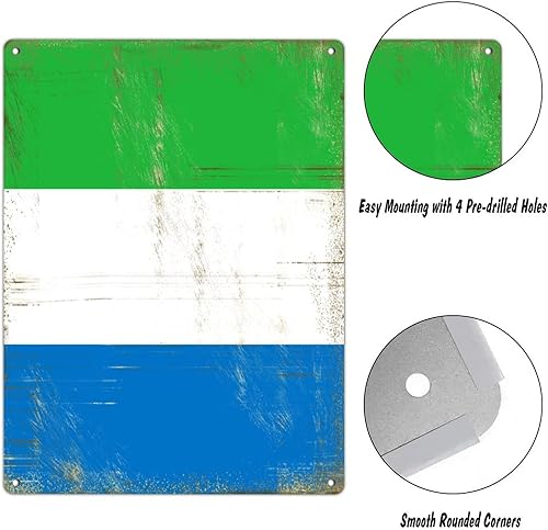 Miniatura 4 de Letrero de metal colgante de Sierra Leona, retro, bandera de país, decoración patriótica de habitación para hombres, letreros de hojalata para