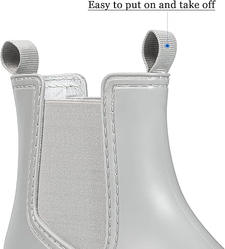 Miniatura 6 de DKSUKO Women's Short Rain Boots Rubber Waterproof Garden Boots Elastic Slip On Ankle Chelsea Boot Fashion Insulated Rain Shoe for Outdoor Work Thick