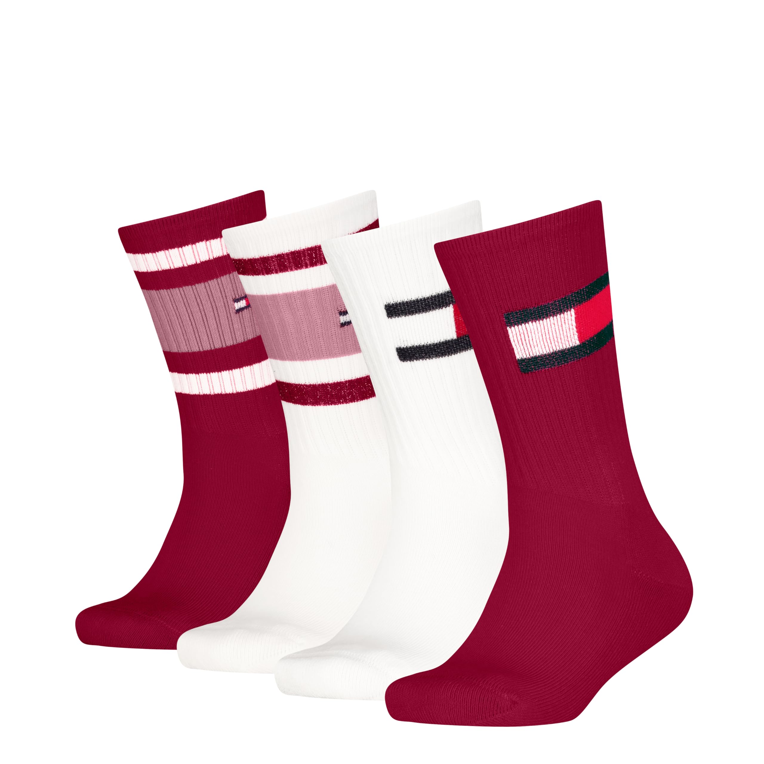 Tommy Hilfiger 8719965009202 TH Kids Socks 4P Flag & Sport Stripe Ecom, pink, 35-38