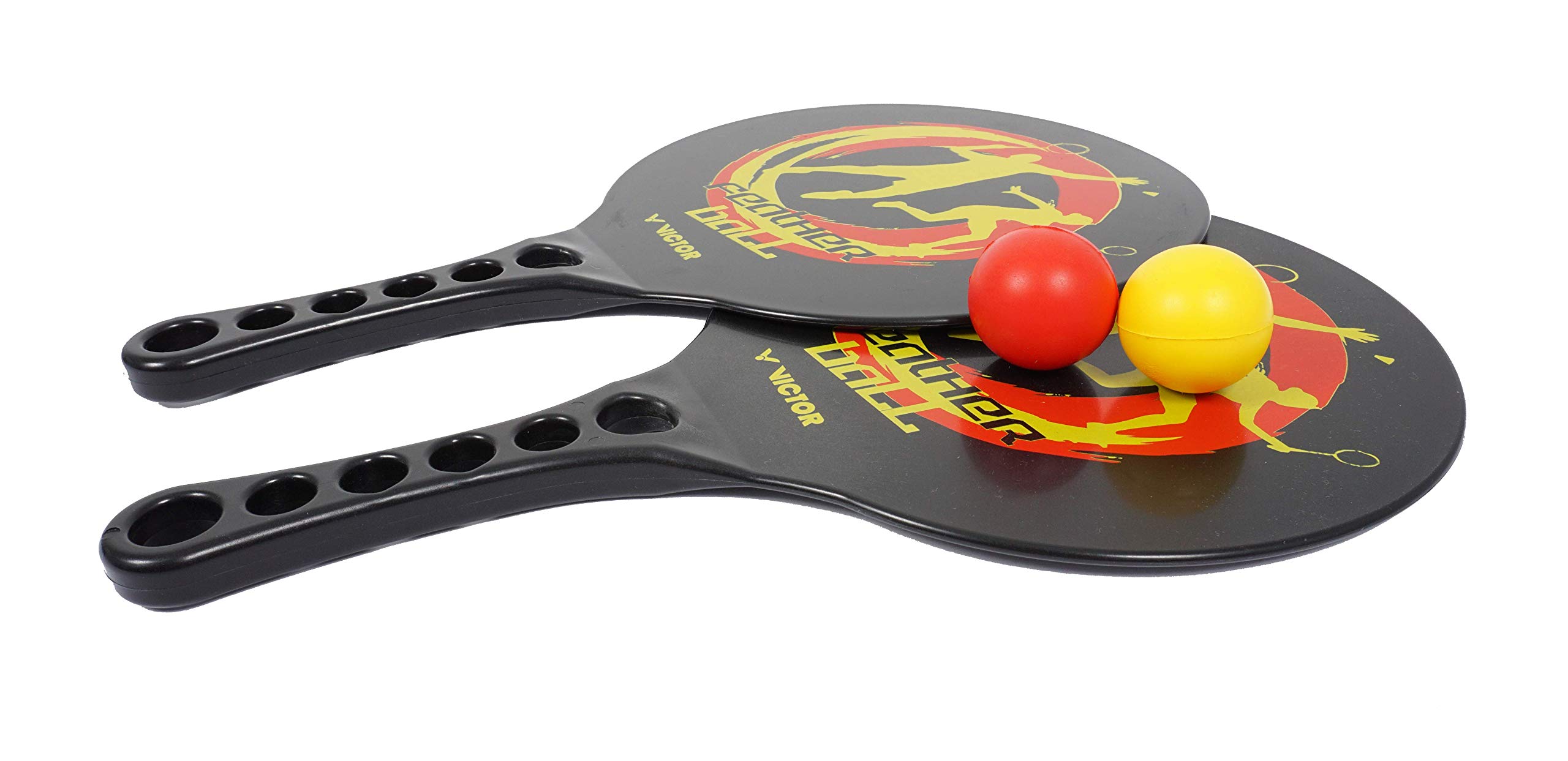 Victor Featherball zestaw premium – piłka plażowa + 2 kije z tworzywa sztucznego + 2 piłki